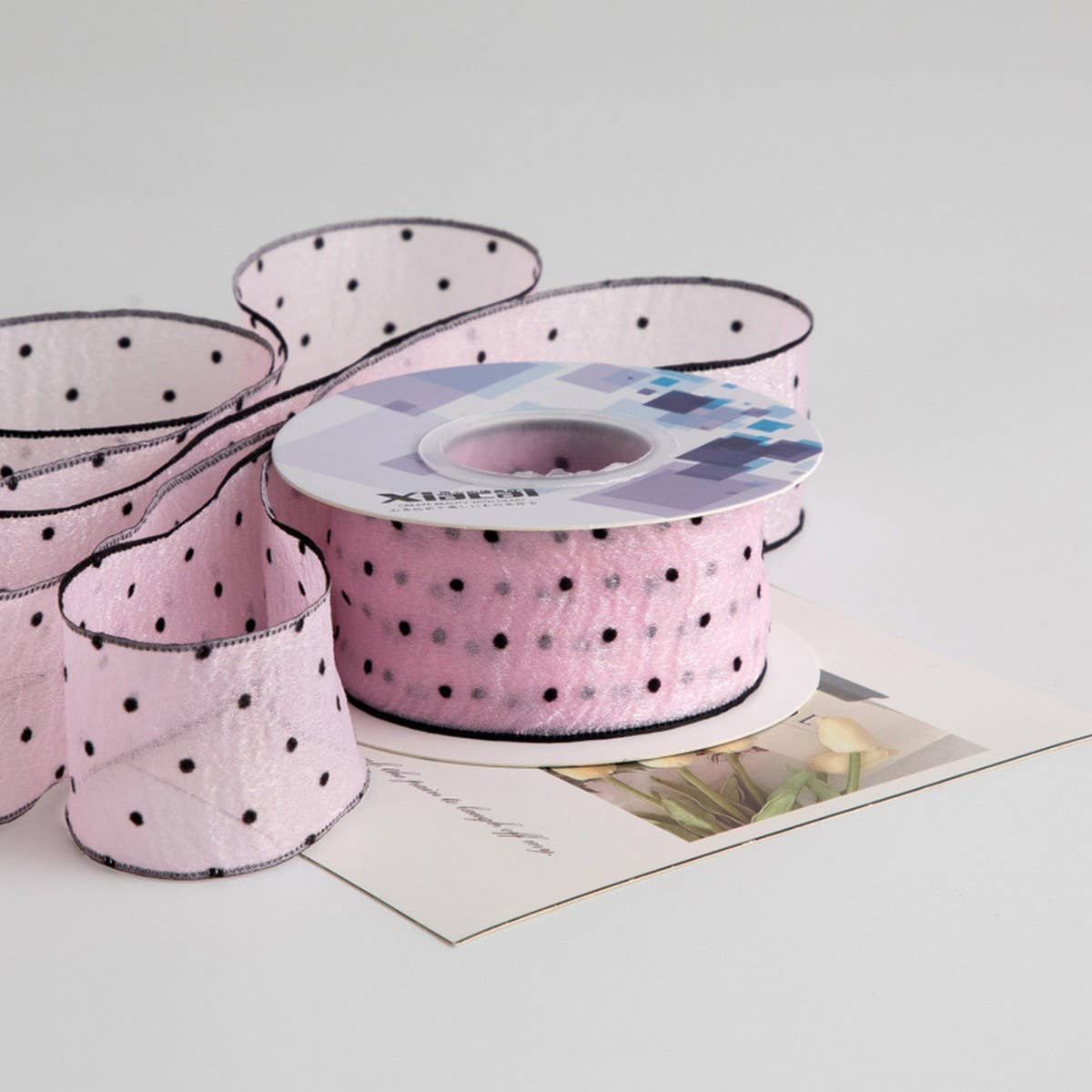 POLKA DOT FLOCKING RIBBON HANDMADE DIY BOW RIBBON_CWMM5781