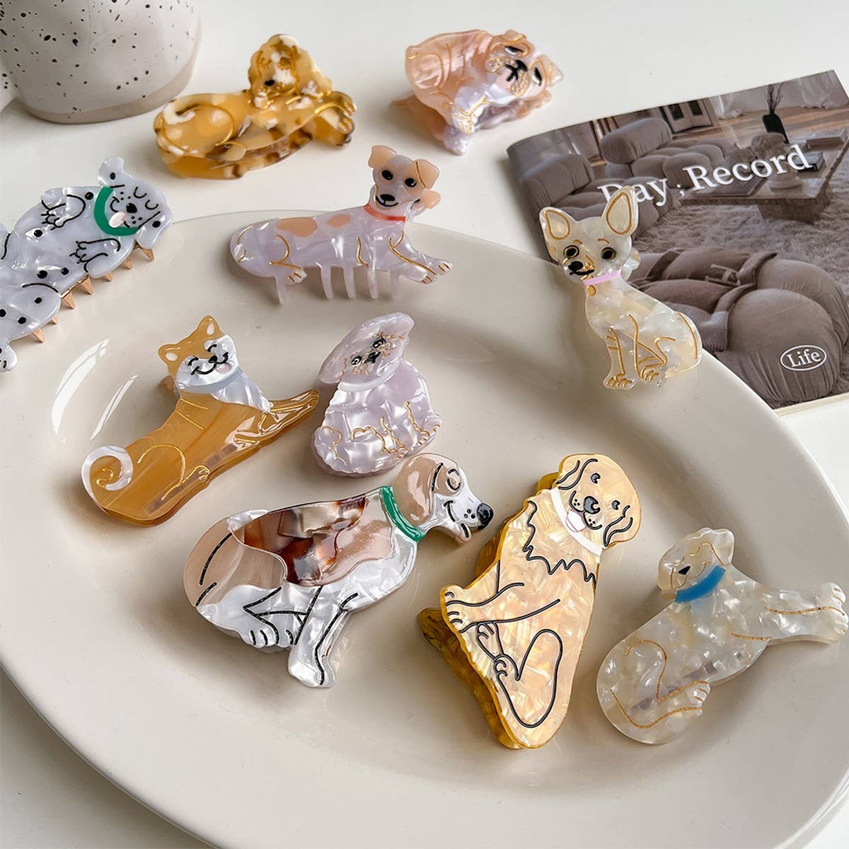 Cartoon Dog Acetate Hair Claw Clip For Girls_Cwaha5780