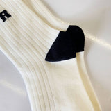 SIMPLE BLACK AND WHITE STRIPED SOCKS_CWMS0976