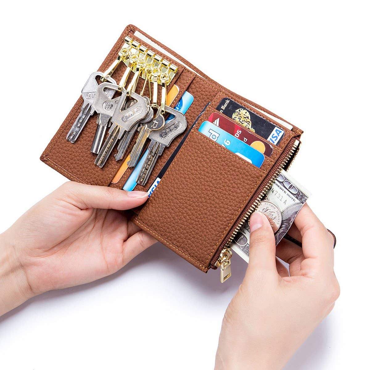 MULTIFUNCTIONAL LEATHER KEY BAG AND CARD HOLDER_CWAB3878