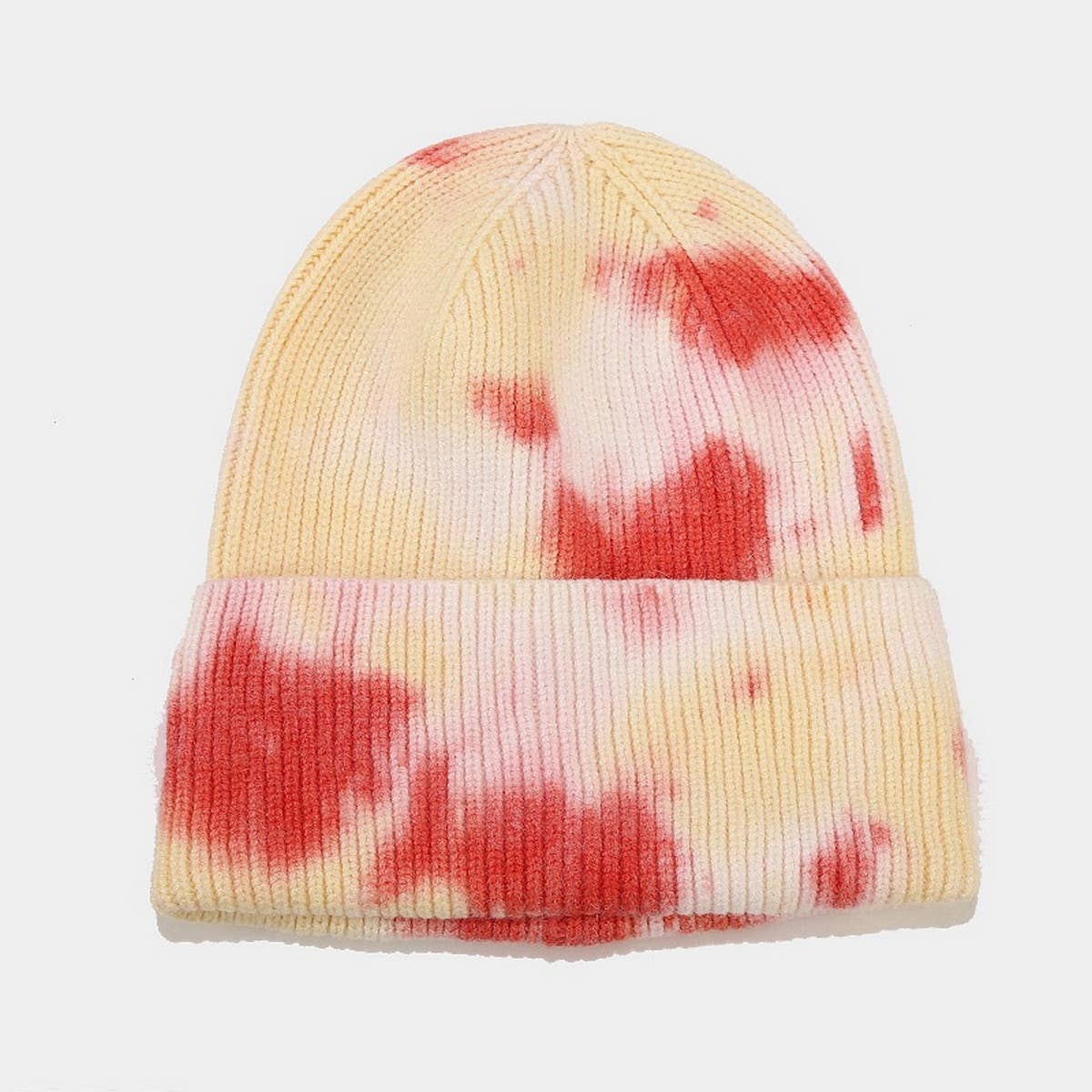 OUTDOOR WARM CURLED EDGE TIE DYE KNITTED HAT_CWAH1593