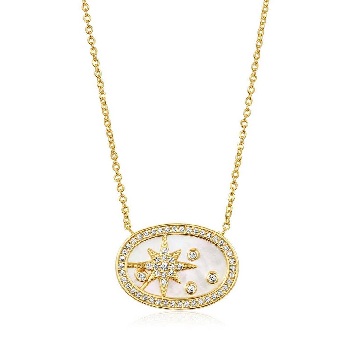 Womens Oval Lucky Charm Pendant Necklace_Cwmm3923