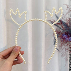 Vintage Pearl Antler Bow Headband For Girls