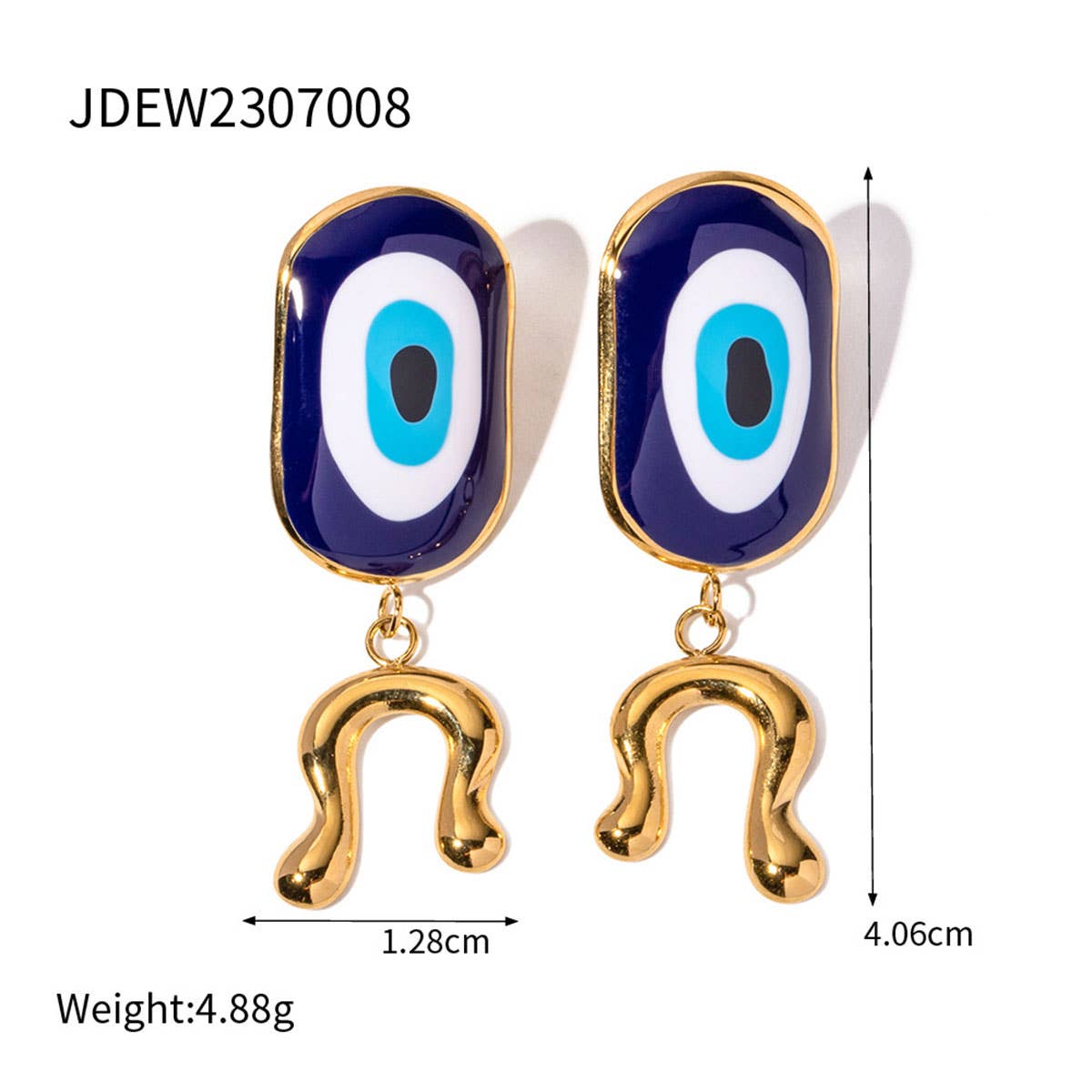 OIL DRIPPING BLUE EVIL EYE PENDANT RINGS EARRINGS_CWAJE0621