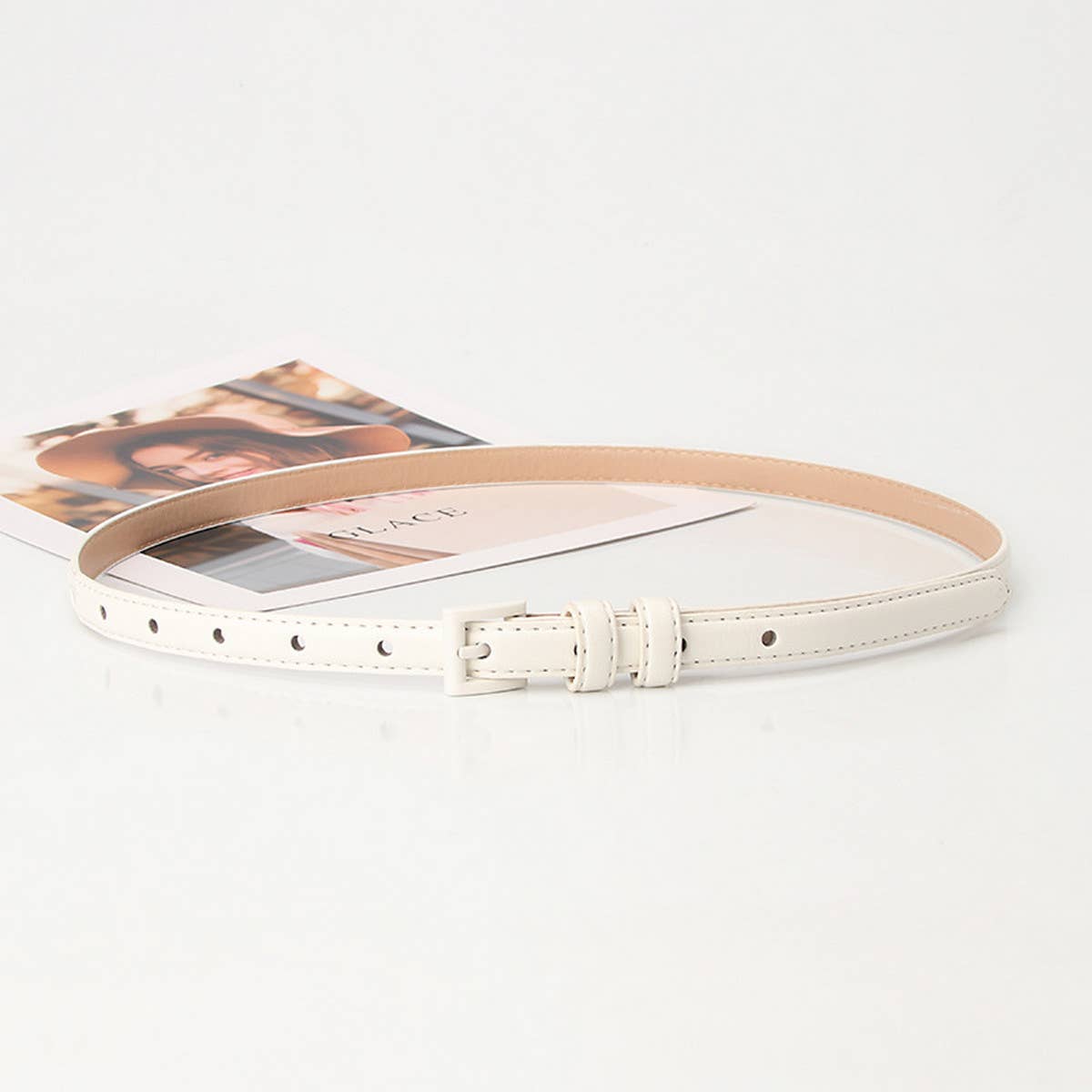 Cwabe0907_Women'S Small Square Buckle Thin Belt