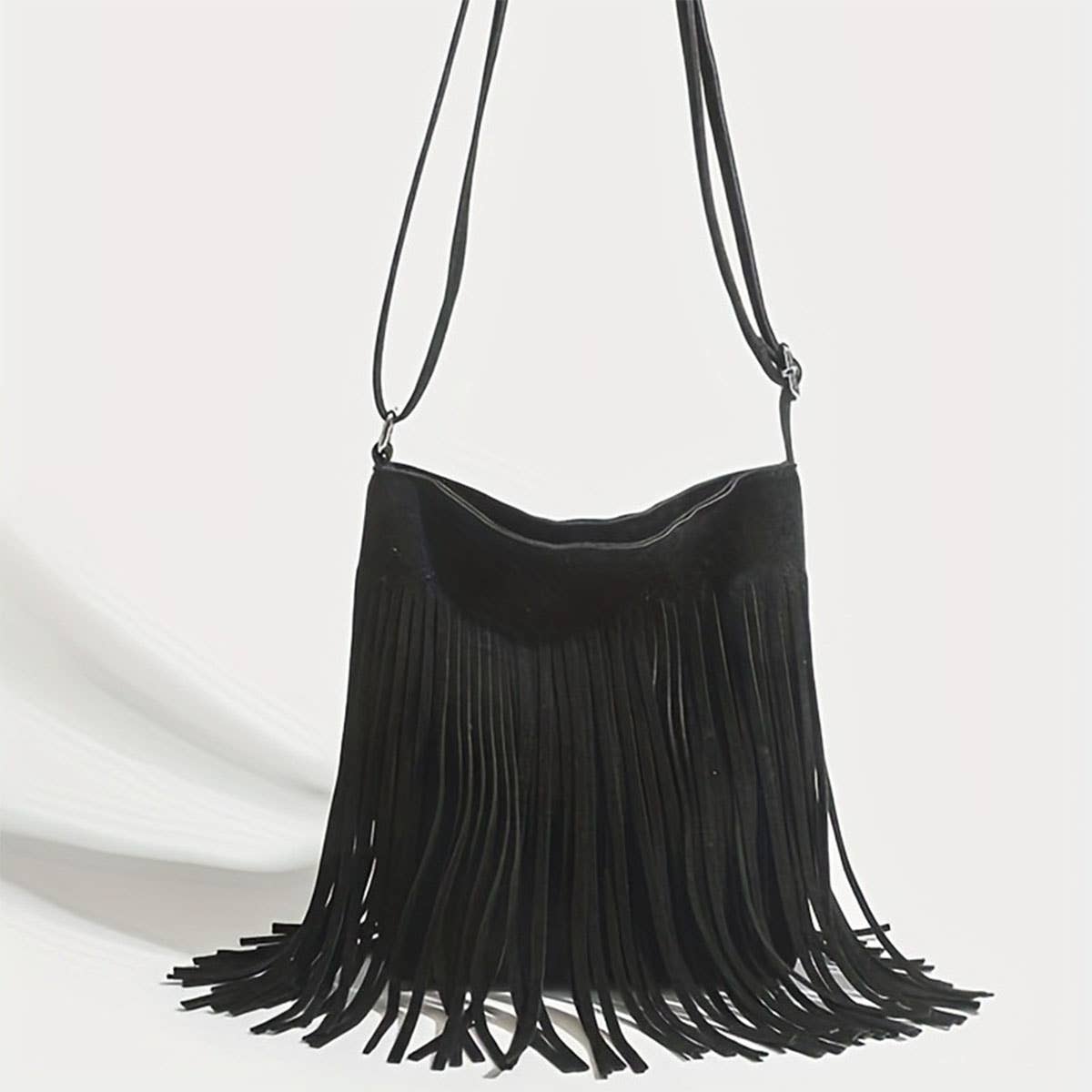 Retro Western Denim Tassel Saddle Bag