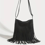 Retro Western Denim Tassel Saddle Bag