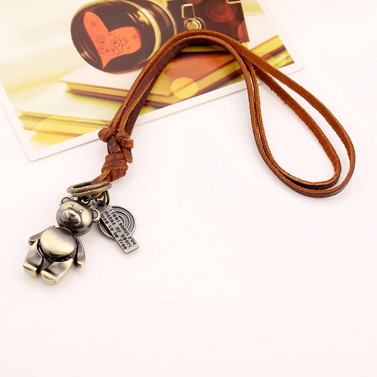 BRONZE CARTOON GOURD GENUINE LEATHER NECKLACE_CWMM4624