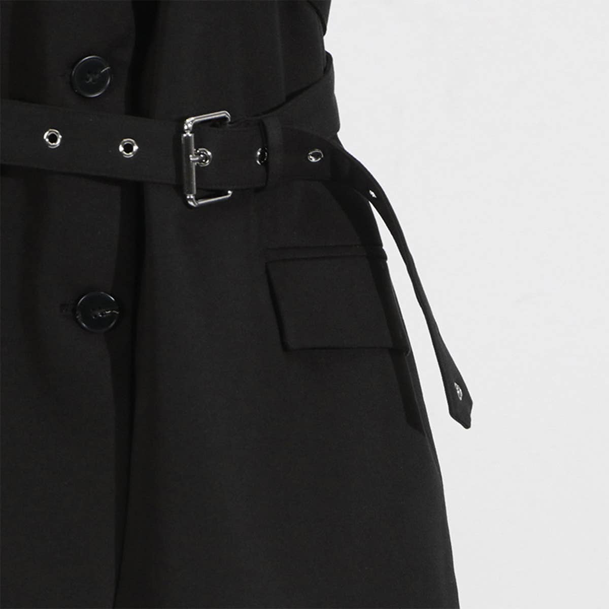 STYLISH SLEEVELESS BLAZER WITH BELT AND LAPELS_CWOCO1219