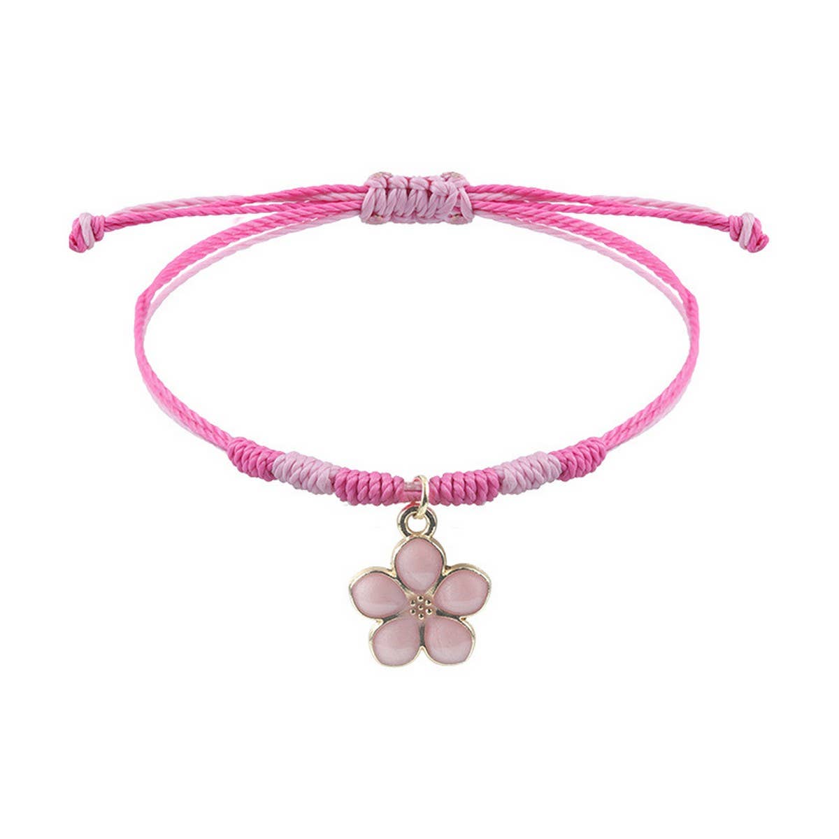 PINK FOUR LEAF CLOVER LOVE WOVEN BRACELET_CWAJE0732