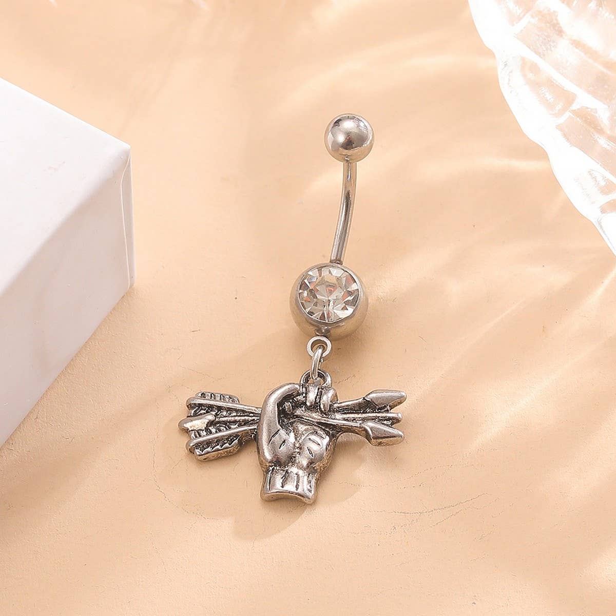 Unique Fist Arrow Belly Ring Body Piercing_Cwmm9326