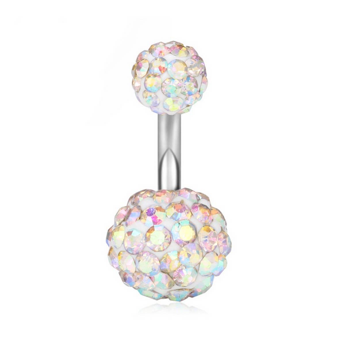 CLAY BALL BELLY RING CZ STAINLESS STEEL PIERCING_CWMM9193