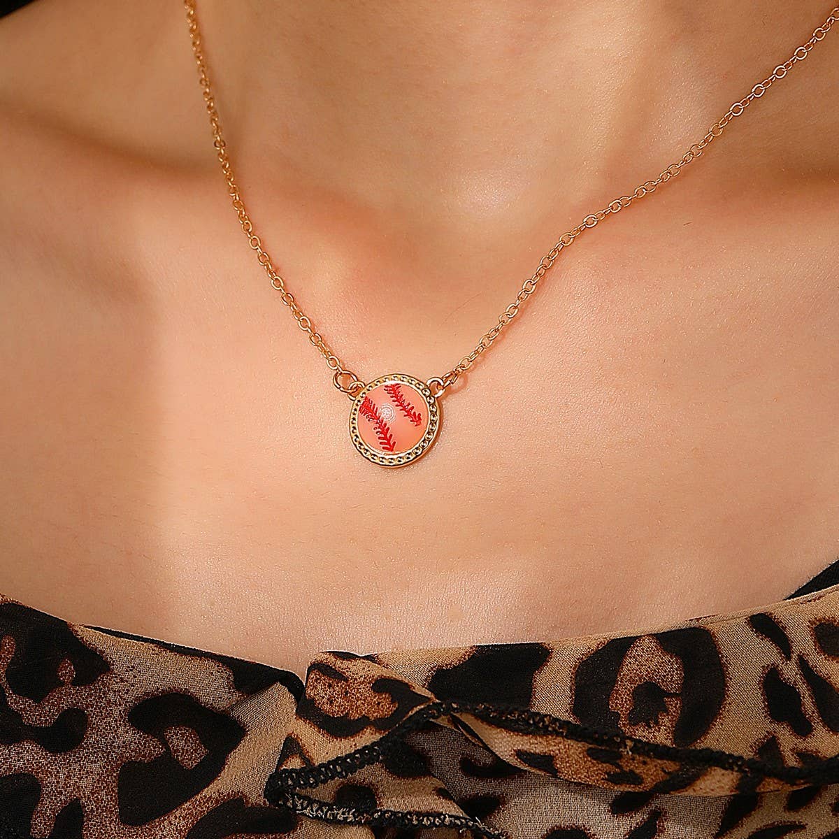 Women¡¯S Sport Style Ball Pendant Necklace_Cwaje05675