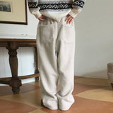 Stylish Warm Lamb Wool Lace-Up Pants