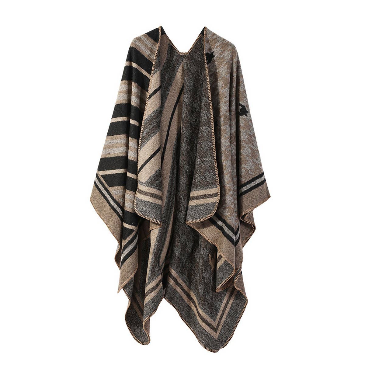STRIPED SHAWL WARM CASHMERE ALL MATCH CAPE_CWASC2251