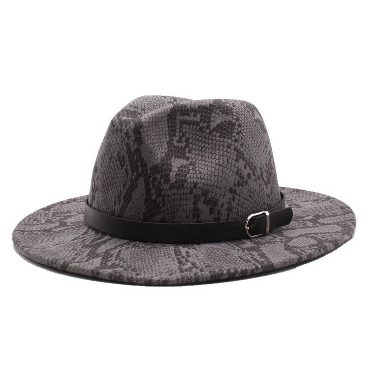 Wool Hat Snake Pattern Flat Brim Felt Hat Jazz Hat_Cwah2589