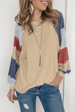 Women Color Matching Puff Sleeve Blouse_Cwtbll0578