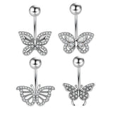 CZ BUTTERFLY BELLY BUTTON RING PIERCING JEWELRY_CWMM9378