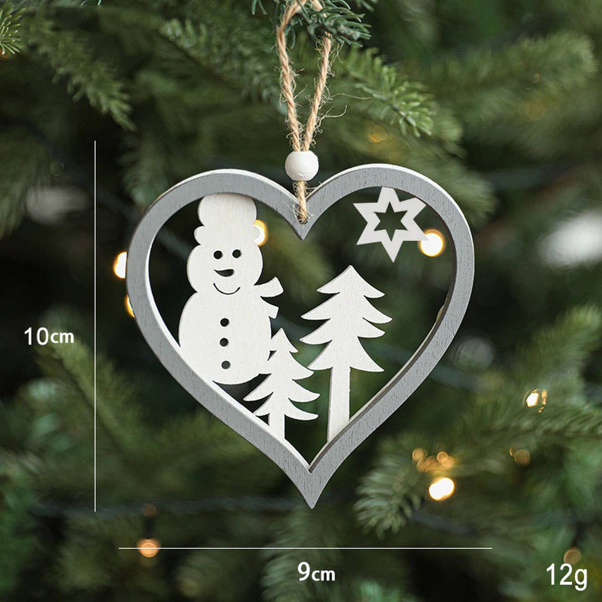 GREY WOODEN HOLLOW CHRISTMAS TREE HANGING ORNAMENT_CWMM9777