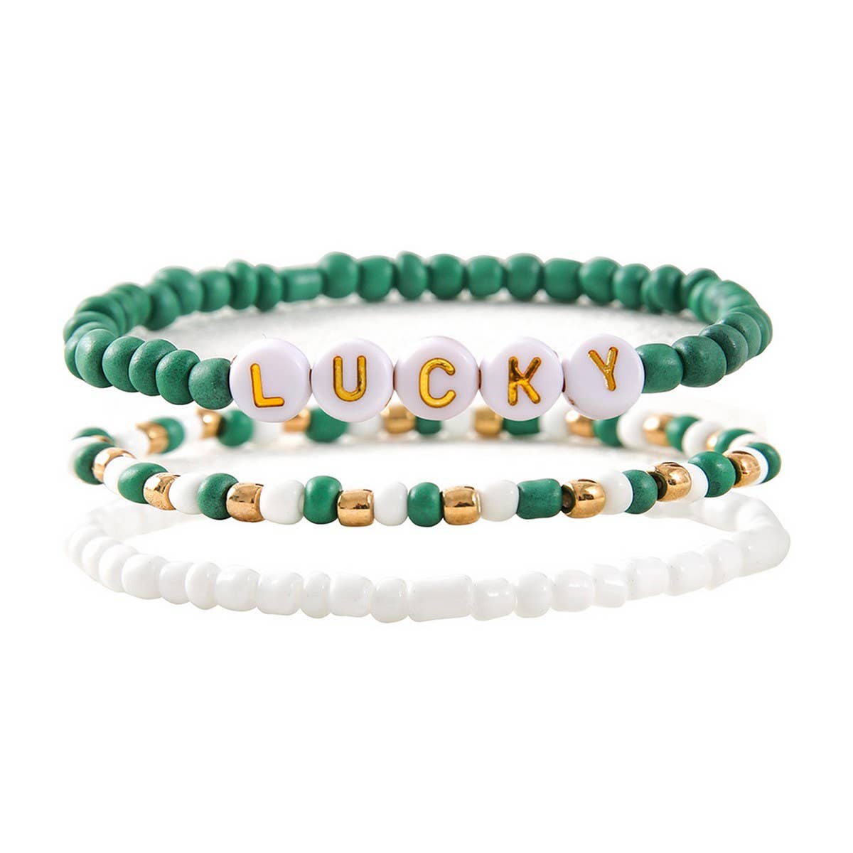 ST PATRICKS DAY RICE BEAD ALPHABET BRACELET SET_CWMM3506