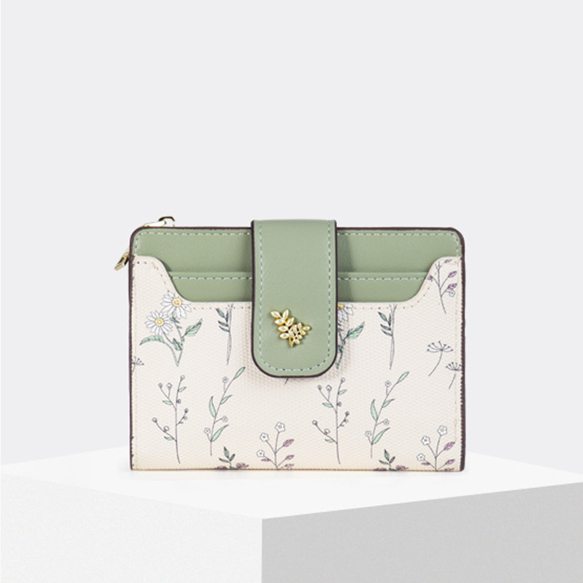 Fresh Floral Colorblock Mini Wallet With Zipper_Cwab06212