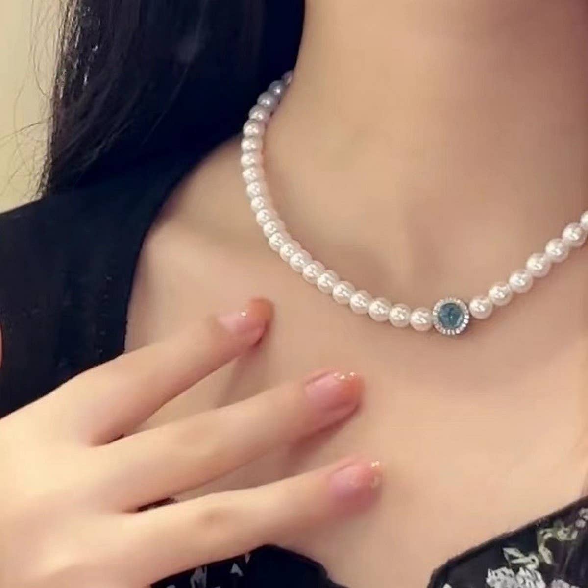 RETRO LIGHT LUXURY PEARL NECKLACE BRACELET SET_CWAJE1684