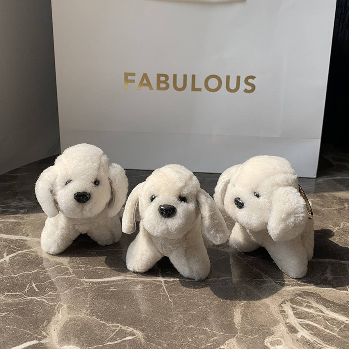 NEW CUTE FUR PENDANT LITTLE WHITE DOG KEYCHAIN_CWMM2488