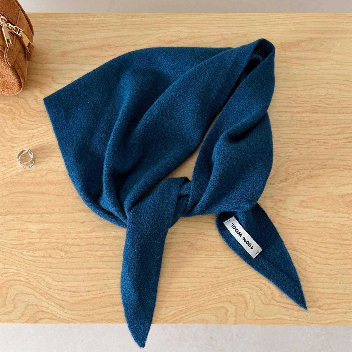 100% Wool Triangle Scarf Warm Knit Shawl_Cwov00262