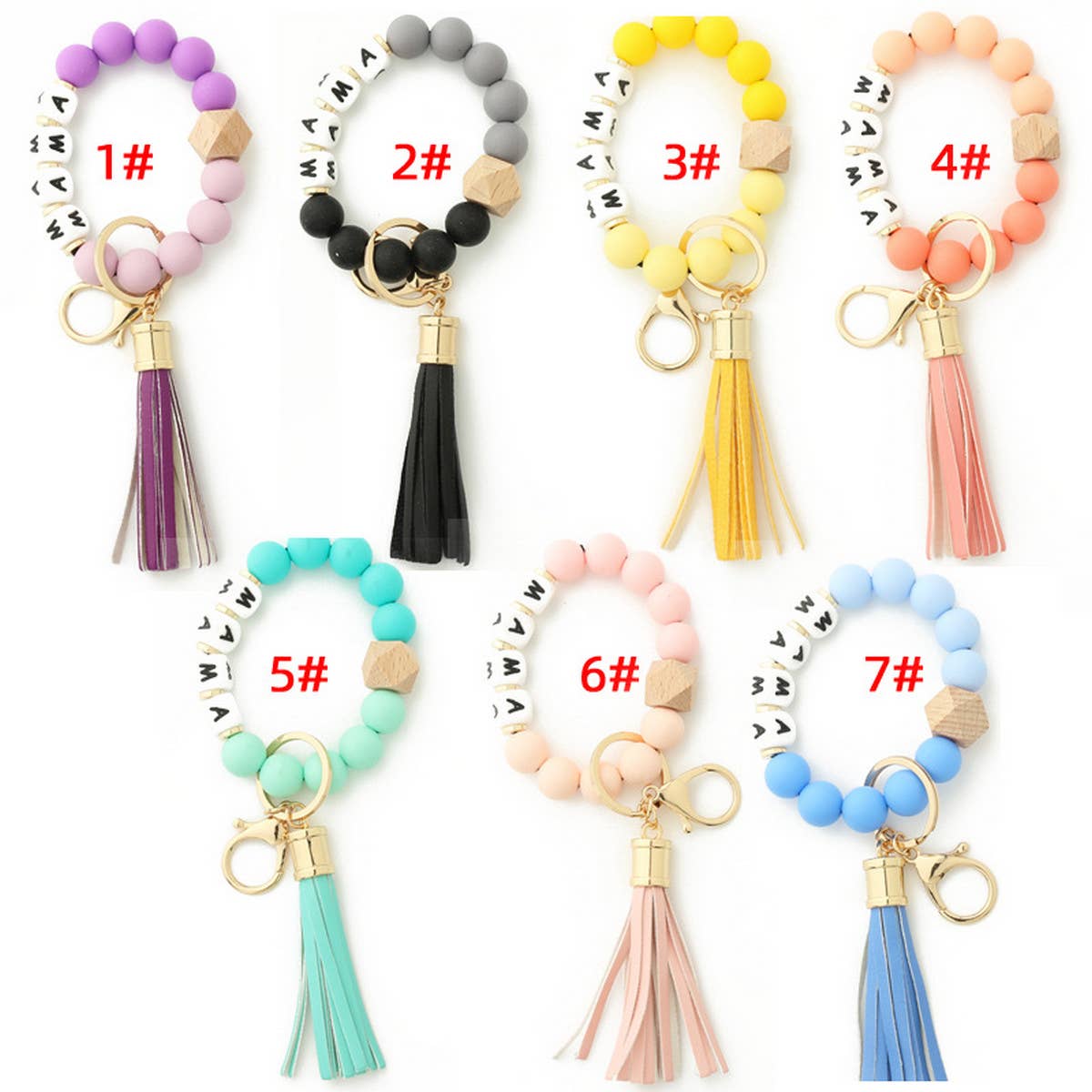 POPULAR SILICONE BEAD BRACELET KEYCHAIN_CWMM1290