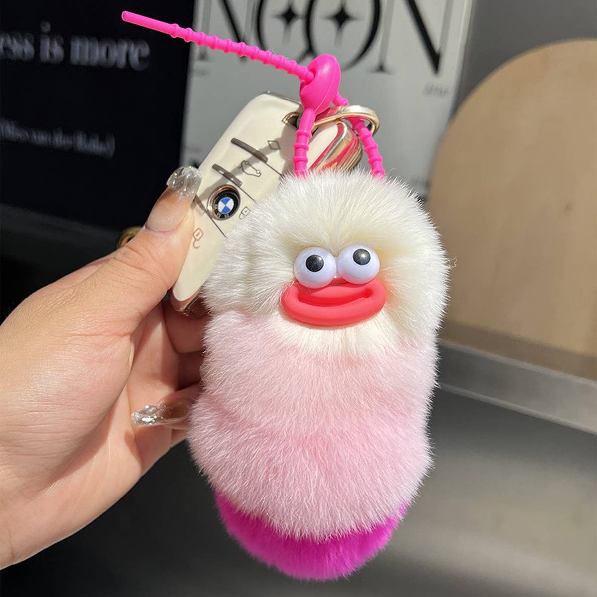 CUTE CATERPILLAR CAR KEYCHAIN PENDANT PLUSH DOLL_CWMM2453