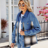 Washed Denim Patchwork Jacket Jacket Top