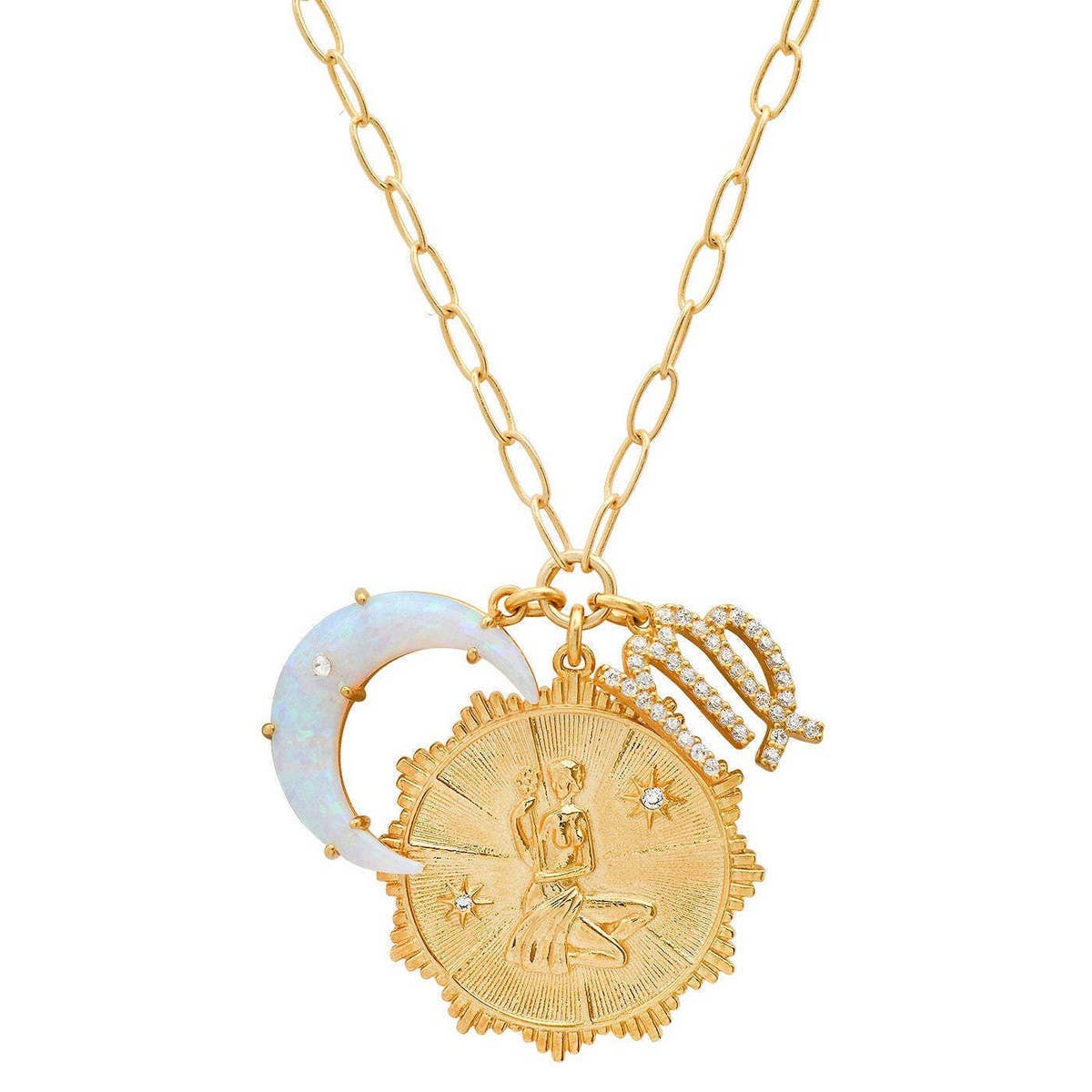 MICRO PAVED ZIRCONIA ZODIAC PENDANT NECKLACE_CWMM5295