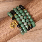 GREEN BLACK BEADED BRACELETS WITH STRETCHY BANDS_CWAJE3927