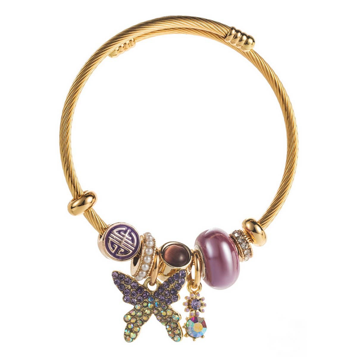Trendy Beaded Bracelet With Butterfly Pendant_Cwmm8580