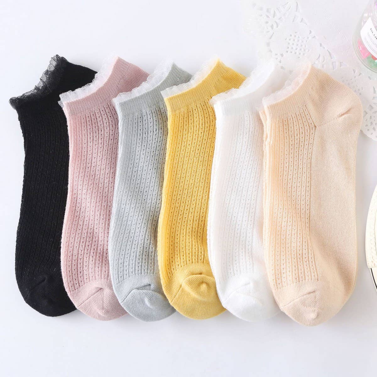 Women'S Solid Color Mesh Breathable Socks_Cwms2044