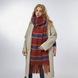 RETRO STRIPE FLEECE SCARF WINTER WARMTH_CWASC2314