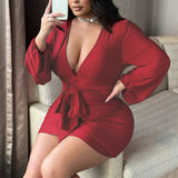 SEXY V NECK BODYCON DRESS ELEGANT MINI LOOK_CWDHL1036