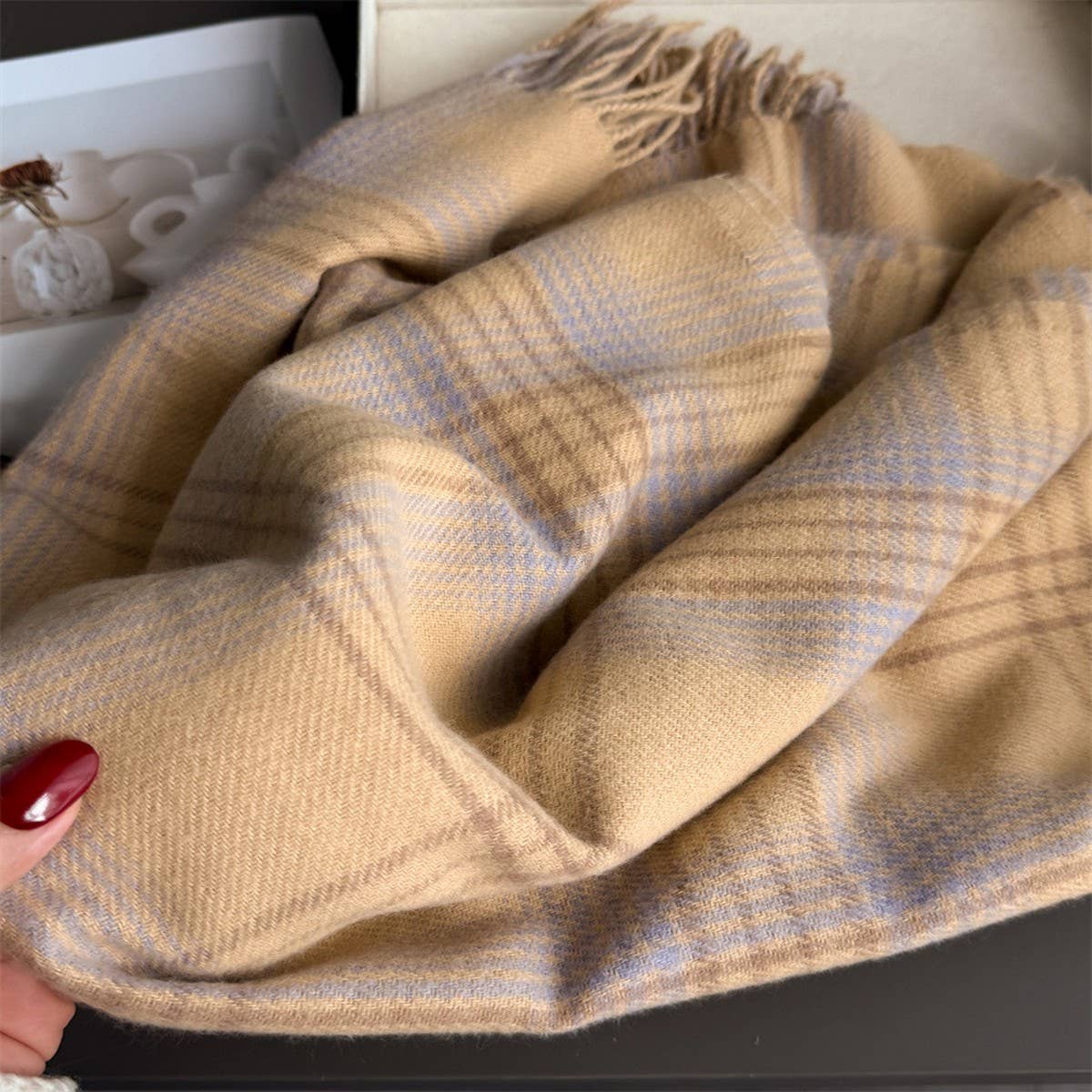 Checkerboard Winter Warm Cashmere Feel Scarf_Cwasc03262