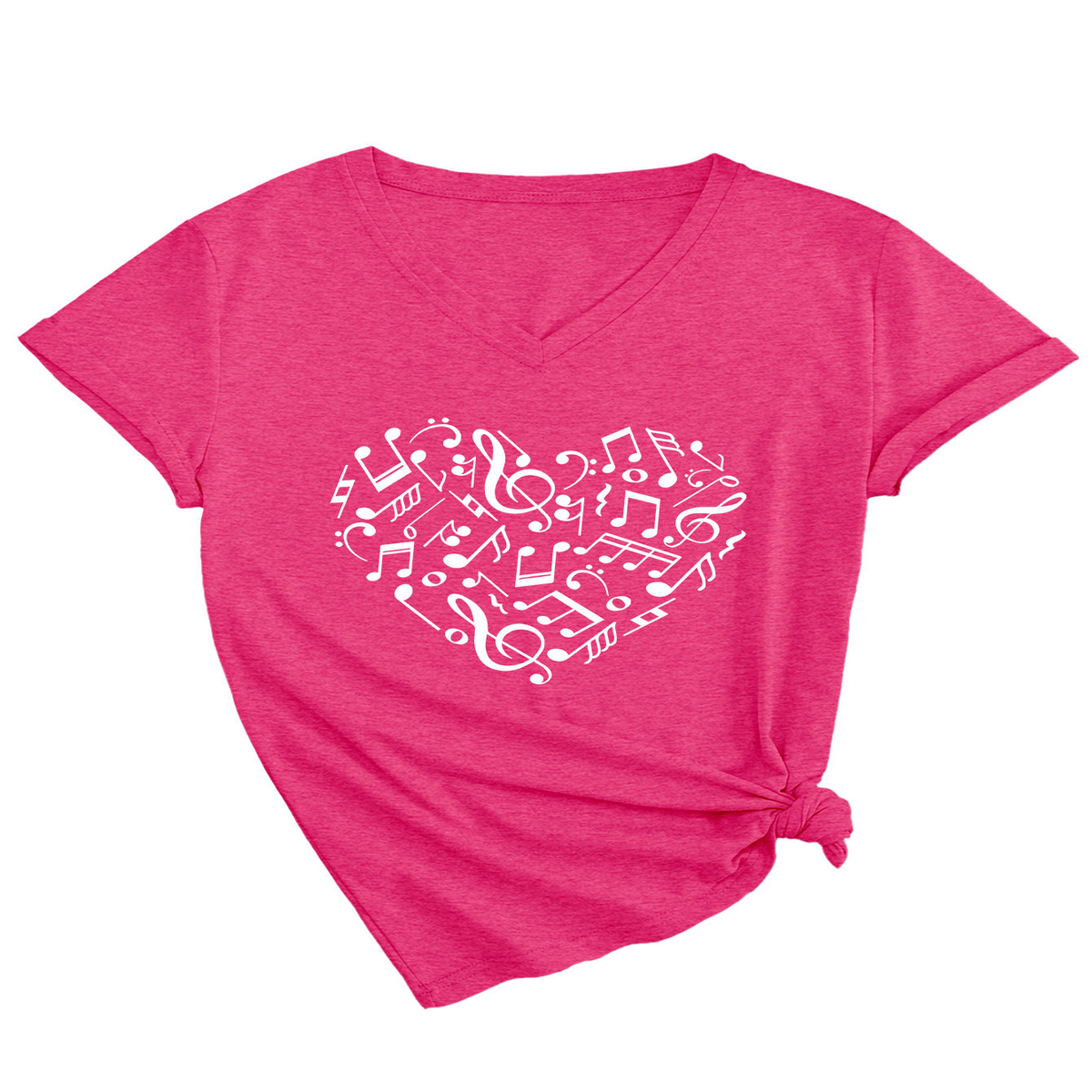 HEART AND MUSIC V NECK T SHIRT RELAXED FIT_CWTTS1541