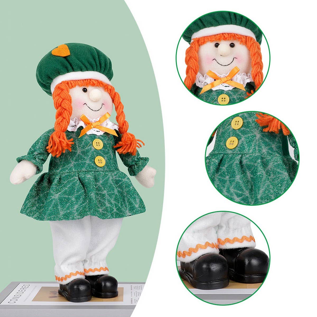 ST PATRICK GIRL DOLL GIFT STANDING FIGUREORNAMENTS_CWMM3450
