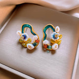 OIL DROP FLOWER FRESHWATER PEARL FASHION EARRINGS_CWAJE2335