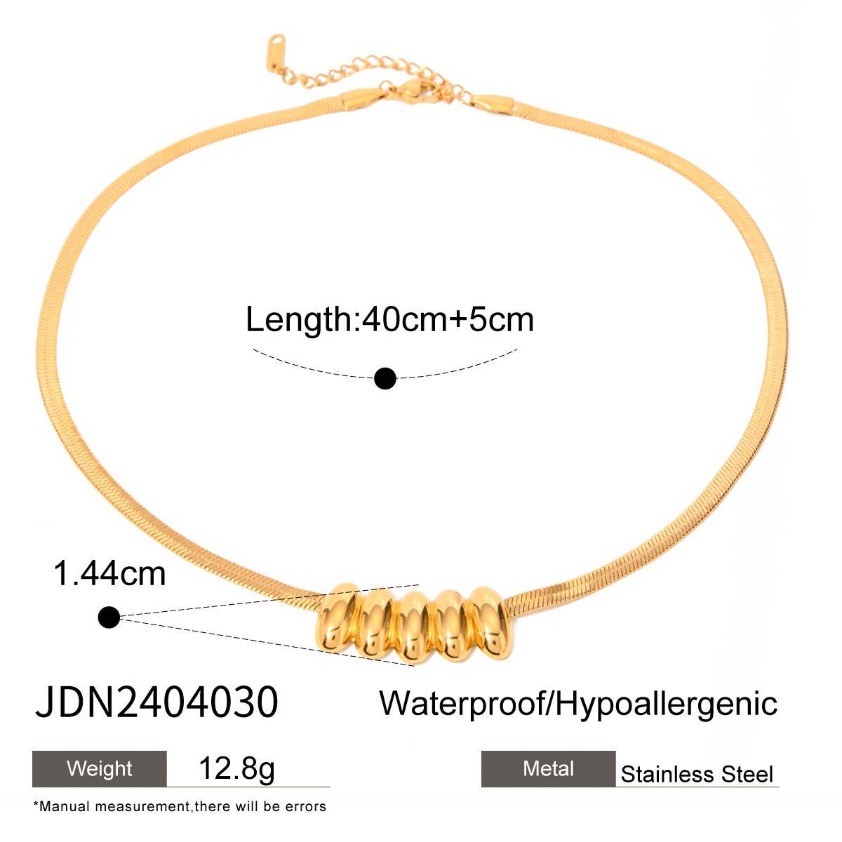 SMOOTH WAIST OVAL SNAKE BONE NECKLACE BRACELET SET_CWAJE1883