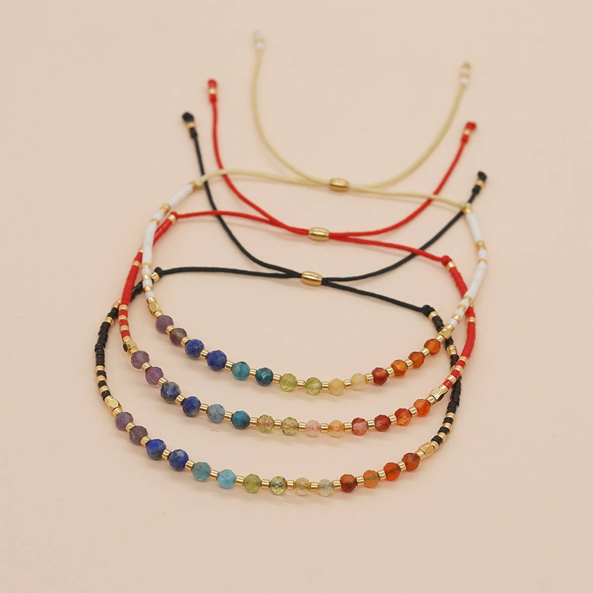COLORFUL GRADIENT NATURAL STONE RICE BEAD BRACELET_CWMM3849