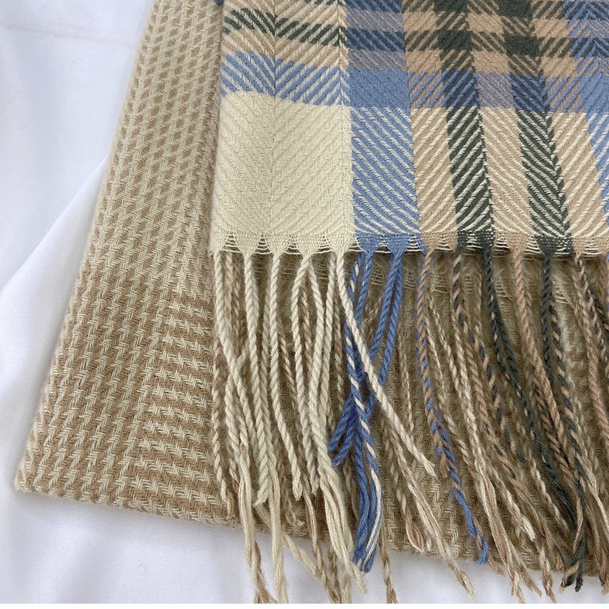PLAID WOOL BLEND SCARF WINTER WRAP FOR WOMEN_CWASC1457