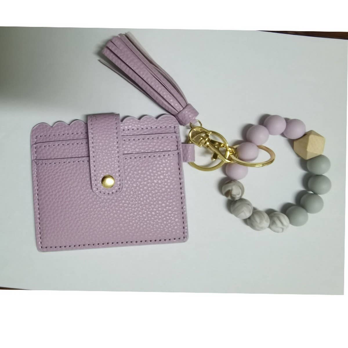 SILICONE BEAD WRISTLET WALLET WITH TASSEL_CWAB5002