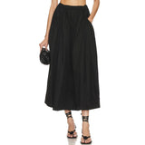 COTTON AND LINEN HIGH WAIST LOOSE SKIRT_CWBSS0398