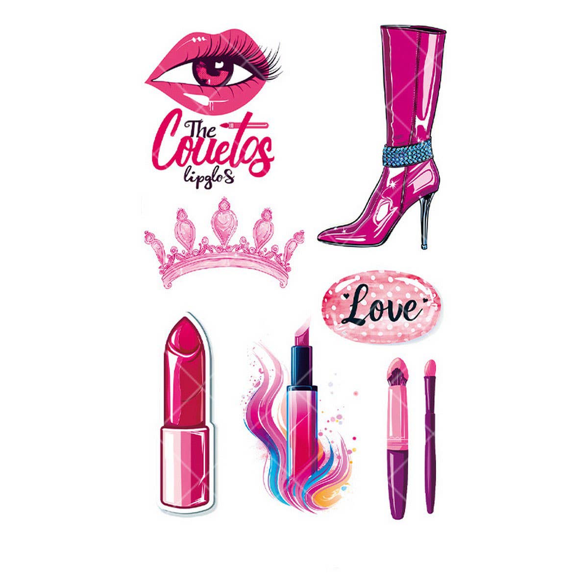 PINK GUITAR GIRL TATTOOS WATERPROOF KIDS PARTY_CWMM8382