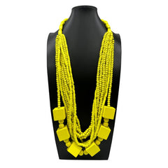 Wooden Beads Wood Geometric Necklace_Cwmm4956