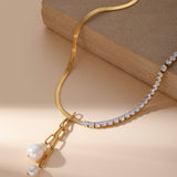 FRESHWATER PEARL MULTI LAYER LINE STITCHINGNECKLACE_CWMM3638