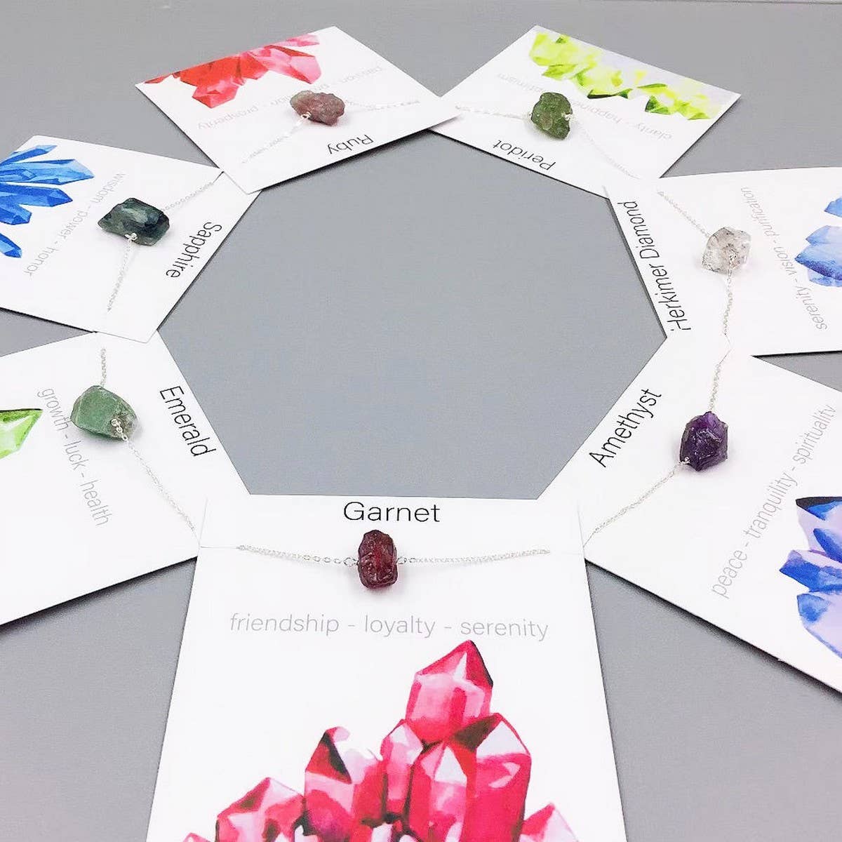 NATURAL CRYSTAL PENDANT NECKLACE WITH CARD_CWAJE1052